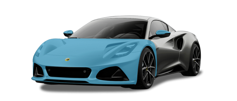 A sleek, low-profile sports car with a blue front and side, aerodynamic design, black wheels, and large air intakes, viewed from the front-left angle. This car features expert car detailing to enhance its stylish appearance and performance.