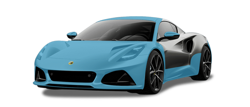 A blue sports car is shown from a front-side angle. The car, enhanced with paint protection film, has a low profile and sleek aerodynamic design with large, black wheels.